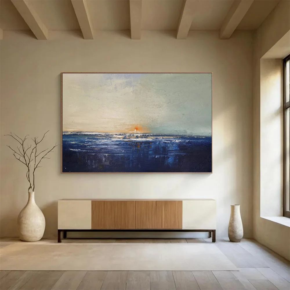 Dusk Hand-painted Sunset Abstract Canvas Wall Art GMQ3V